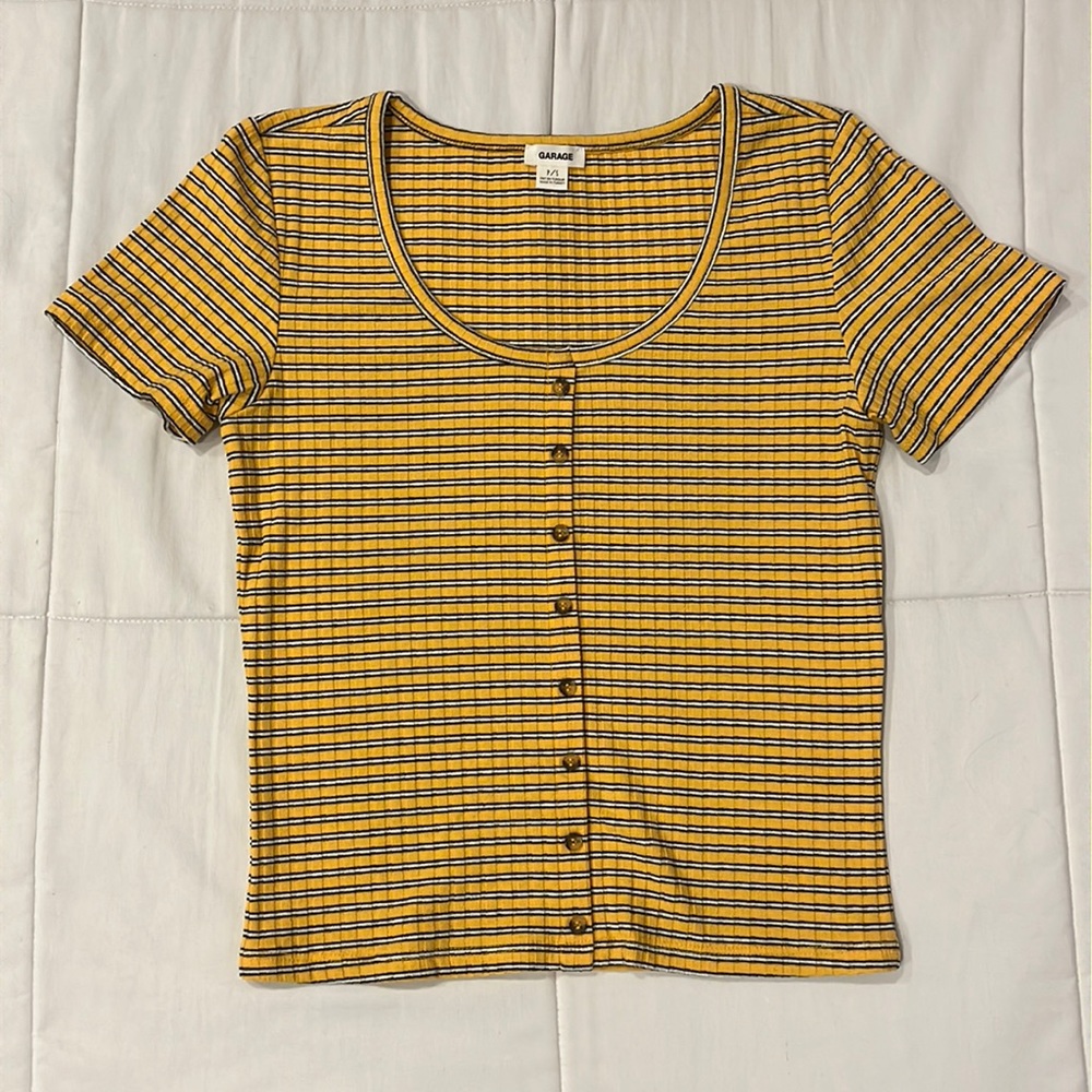 Garage Striped Button-Up Top